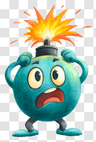 Cartoon Bomb - Panicked Bomb Character Illustration Transparent PNG