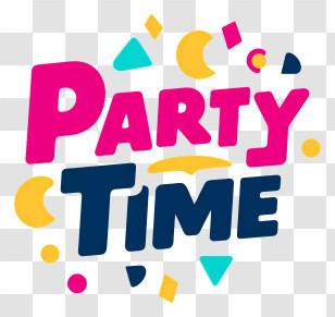 Party Time - Party Time Colorful Text Transparent PNG