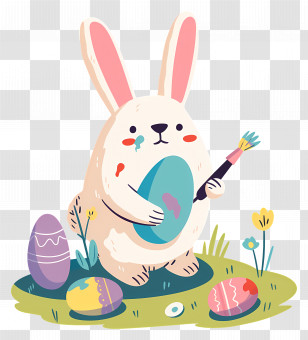 Rabbit Painting Easter Eggs - Easter Bunny Illustration Transparent PNG