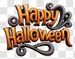Happy Halloween Word - Ornate Happy Halloween Text Transparent PNG