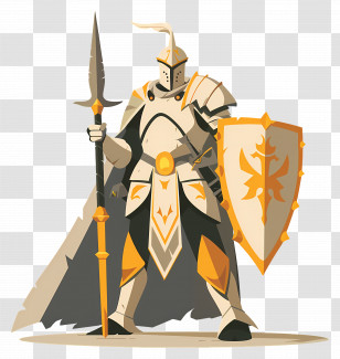 Paladin - Medieval Armored Knight With Spear And Shield Transparent PNG