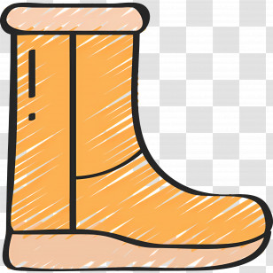 Rain Boot - Yellow Boot In Doodle Style Transparent PNG