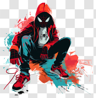 Spider Man - Dynamic Art Of Masked Hero In Hoodie Transparent PNG