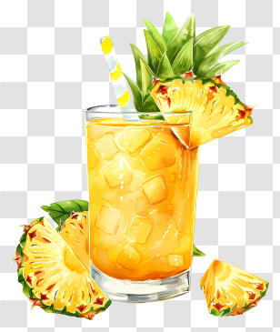 Pinapple Juice - Refreshing Glass Of Pineapple Juice Transparent PNG