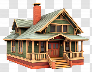 Craftsman Bungalow - Cozy Cottage House With Wooden Design Transparent PNG
