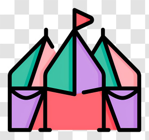 Carnival Circus Tent - Colorful Tent With Flag Transparent PNG
