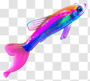 Glofish - Vibrant Colorful Fish Illustration Transparent PNG