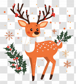 Christmas Deer - Festive Reindeer Christmas Illustration Transparent PNG