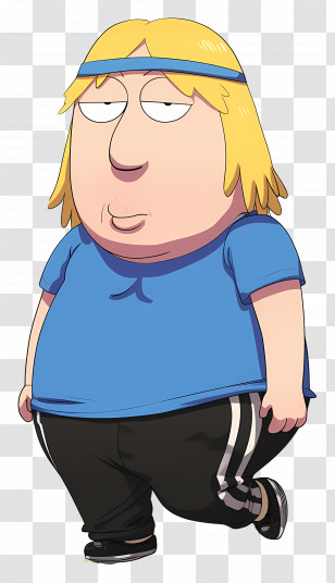 Chris Griffin - Blonde Cartoon Character In A Blue Shirt Strolling Transparent PNG