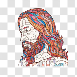 Jesus - Mosaic-Style Colorful Portrait Artwork Transparent PNG