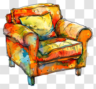 Single Sofa - Colorful Artistic Armchair For Home Decor Transparent PNG