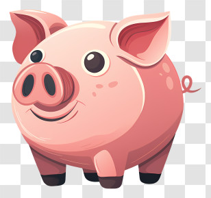 Piggy Bank - Cute Pink Cartoon Pig Illustration Transparent PNG
