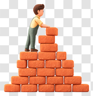 Man Building Bricks Wall - Brick Builder Constructing Wall Transparent PNG