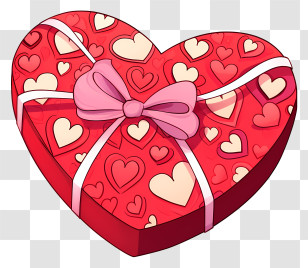 Heart Shaped Box - Heart-Shaped Gift Box With Adorable Pink Pattern Transparent PNG