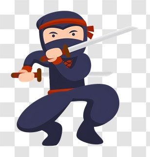 Lego Ninja - Ninja In Action With Sword In Blue Suit Transparent PNG
