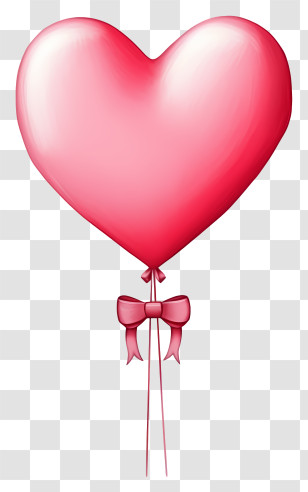 Cute Valentine Gift Balloon - Single Heart-shaped Balloon With Bow Transparent PNG