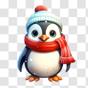 Christmas Penguin - Cute Penguin In Winter Clothes Transparent PNG