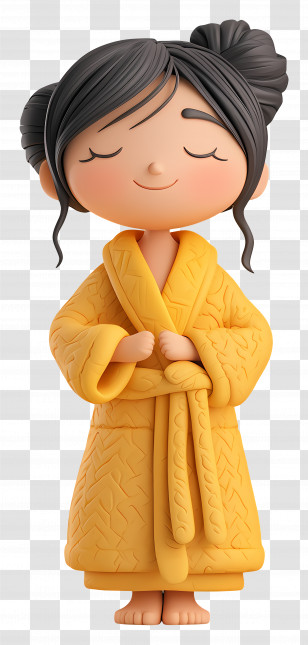 Bathrobe - Smiling Girl In Yellow Robe Transparent PNG