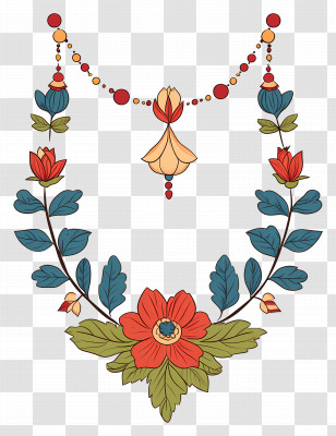 Indian Flower Garland - Floral Necklace With Colorful Flowers Transparent PNG