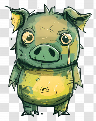 Cartoon Pig - Quirky Cartoon Monster Pig Design Transparent PNG