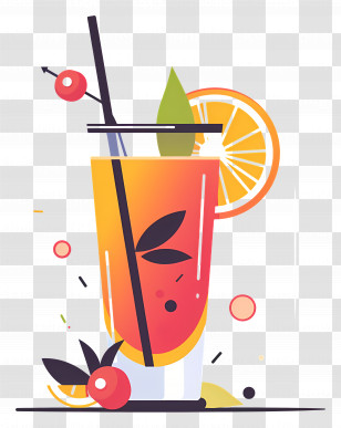 Cocktail - Refreshing Orange Juice With Garnishes Transparent PNG