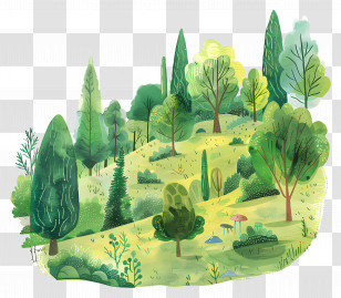 Park Greenery - Lush Green Forest Illustration Transparent PNG