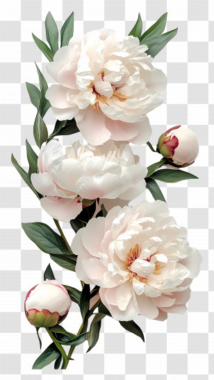 Peonies - Pink Flowers With Stems Transparent PNG