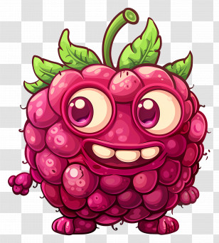 Cartoon Raspberry - Funny Raspberry Cartoon Character With Cute Smile Transparent PNG