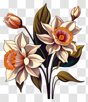 Hand Painted Illustration - Detailed Daffodil Flower Illustration Transparent PNG