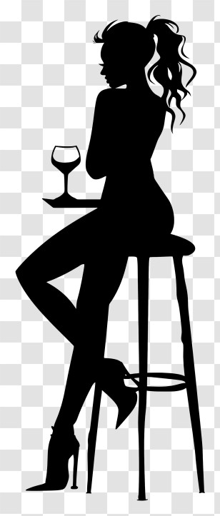 Girl Silhouette - Silhouette Of Woman Sitting With Wine Transparent PNG