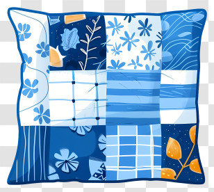 Blue Pillow - Blue Patchwork Pillow Transparent PNG
