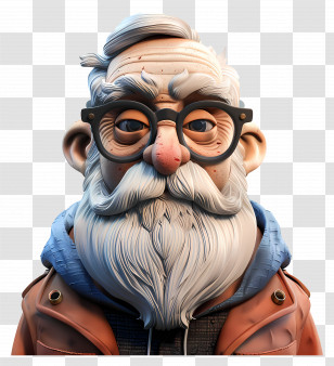 3d Old Man Avatar - Old Man With Glasses Character Transparent PNG