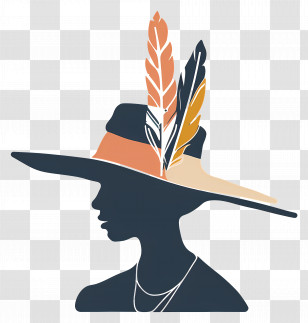 Girl Logo - Silhouette With Hat And Feathers Transparent PNG