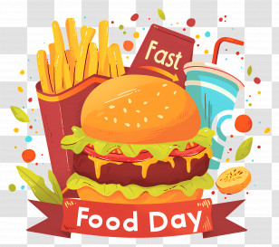 National Fast Food Day - Fast Food Day With Burger And Fries Transparent PNG
