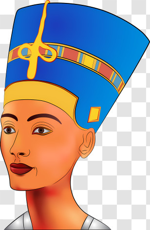 Egypt - Nefertiti Bust Art Illustration With Blue Headdress Transparent PNG