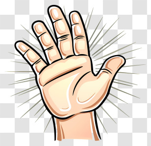 High Five - Illustrated Hand Raised With Open Palm Transparent PNG