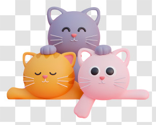 Cartoon Cats - Three Colorful Cartoon Cats In Playful Mood Transparent PNG