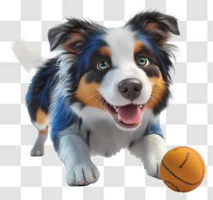 Australian Shepherd - Playful Puppy With Ball Transparent PNG