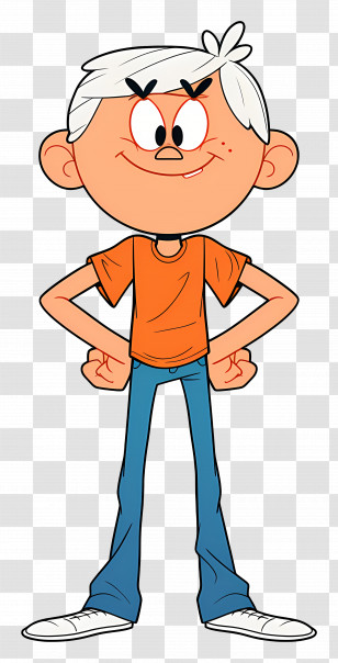 Lincoln Loud - Cartoon Boy In Orange And Blue Outfit Transparent PNG