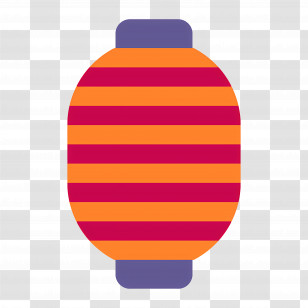 Red Paper Lantern Emoji - Colorful Striped Lantern Illustration Transparent PNG