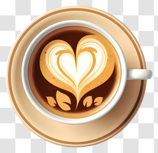 Coffee Cup - Cup Of Latte With Heart-Shaped Foam Art Transparent PNG