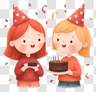 Girls Celebrating Birthday - Two Girls Birthday Party Transparent PNG