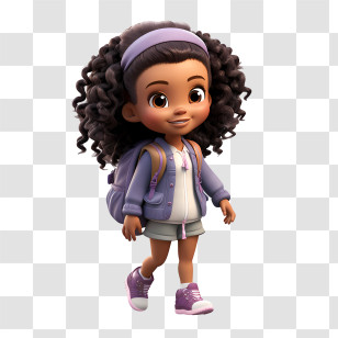 International Walk To School Day
 - Little Girl With Backpack And Curly Hair Transparent PNG