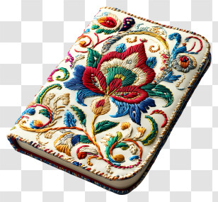 Embroidered Notebook Cover - Colorful Embroidered Book Cover Transparent PNG