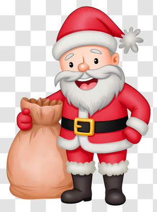 Christmas Santa Claus - Santa Claus Holding A Sack Of Gifts Transparent PNG