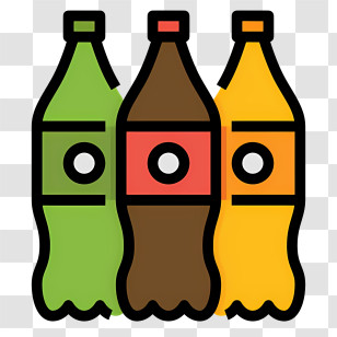 Soft Drink - Illustration Of Three Colorful Drink Bottles Transparent PNG