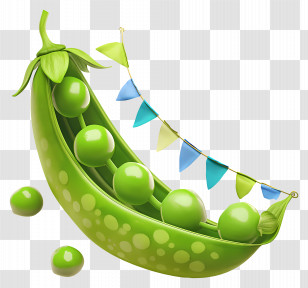 Cute Green Pea Pod - Pea Pod With Flags Vegetable Transparent PNG