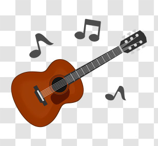 Envelope - Brown Acoustic Guitar With Musical Notes Illustration Transparent PNG