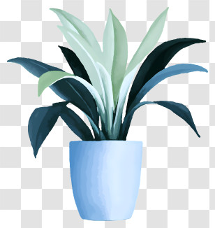 Plant In A Blue Vase - Decorative Plant In Blue Pot For Interior Styling Transparent PNG