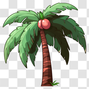 Doodle Style Coconut Tree - Coconut Palm Tree In Cartoon Style Transparent PNG